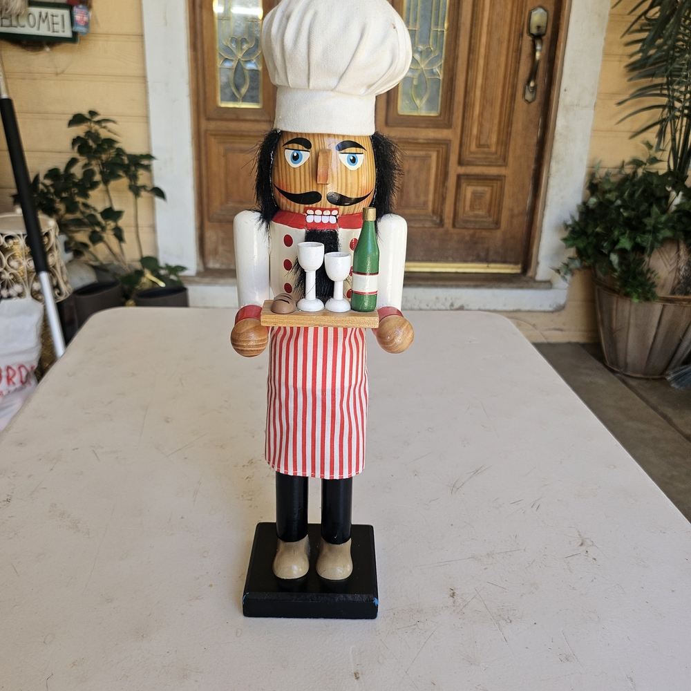 Chef Nutcracker with Red Striped Apron